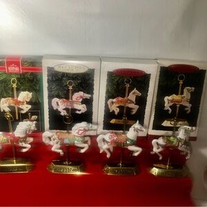 Hallmark Ornament Tobin Fraley Carousel Horses  Vintage 90s - Lot of 4 In Series